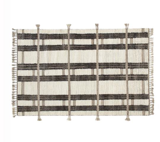 EVERETT IVORY/GREY HAND KNOTTED WOOL RUG