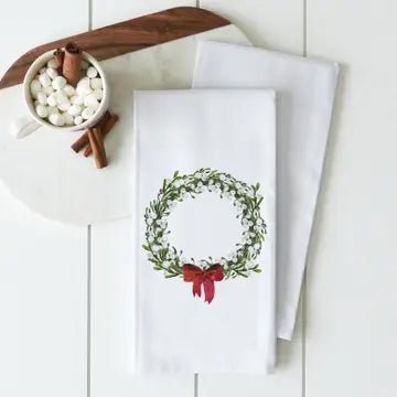 X-mas wreath tea towel