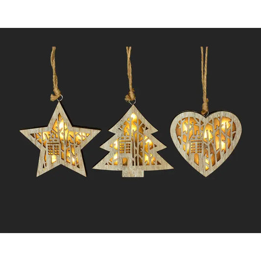 LED Tree, Star, & Heart Ornaments 4.5"