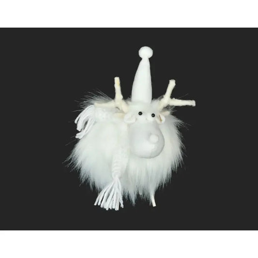 White Reindeer With Hat & Scarf 10"
