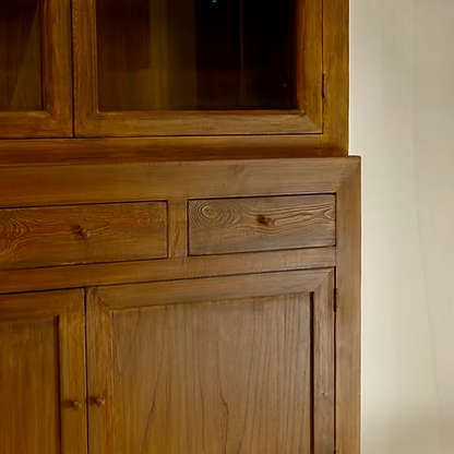 Daphne Reclaimed Wood Glass Cabinet - Aged Brown