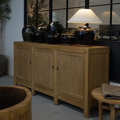 Ginger Reclaimed 3 Door Wood Sideboard - Natural