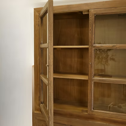 Daphne Reclaimed Wood Glass Cabinet - Aged Brown