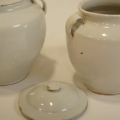 Antique French Confit Pot - White