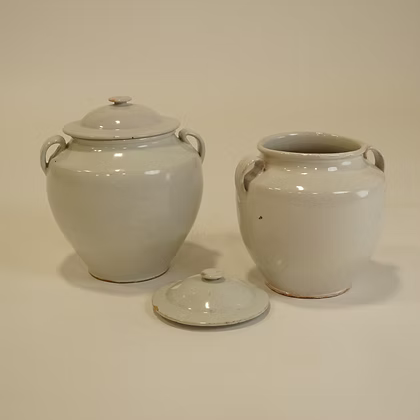 Antique French Confit Pot - White