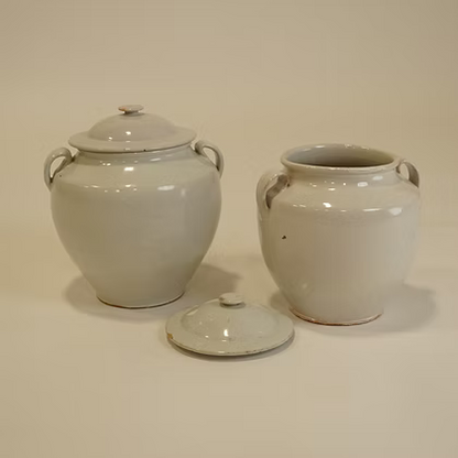 Antique French Confit Pot - White