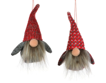 Red & Grey Gnome Ornament 5"