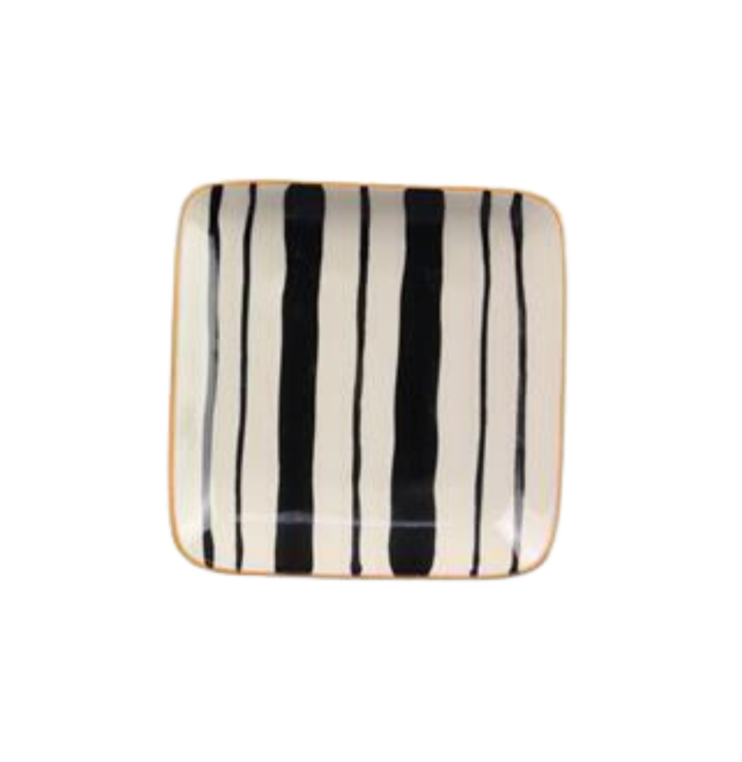 Stoneware Black and White Stripe Dish