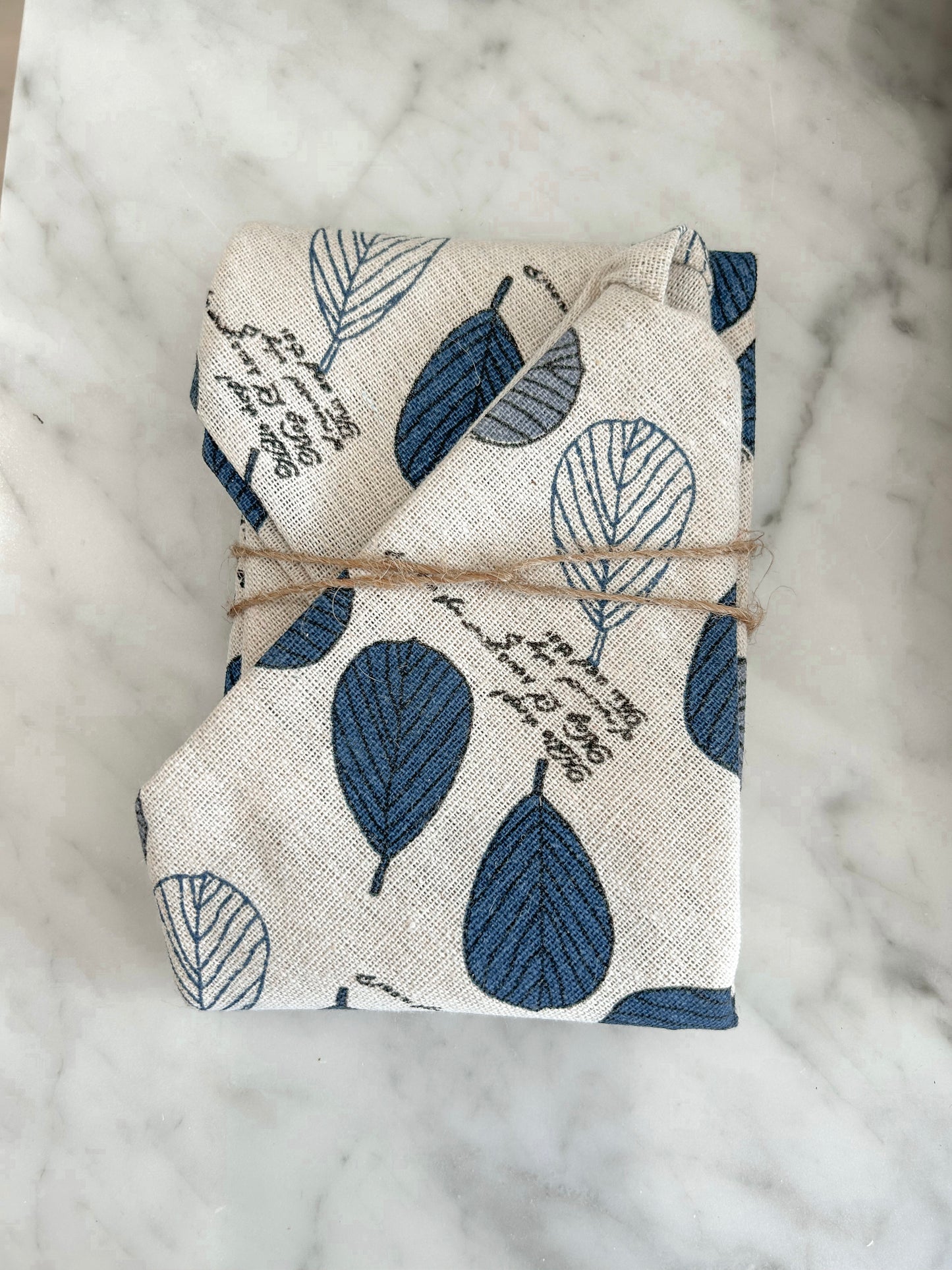 HANDMADE HAND TIE BREAD BAG - BLUE LEAF