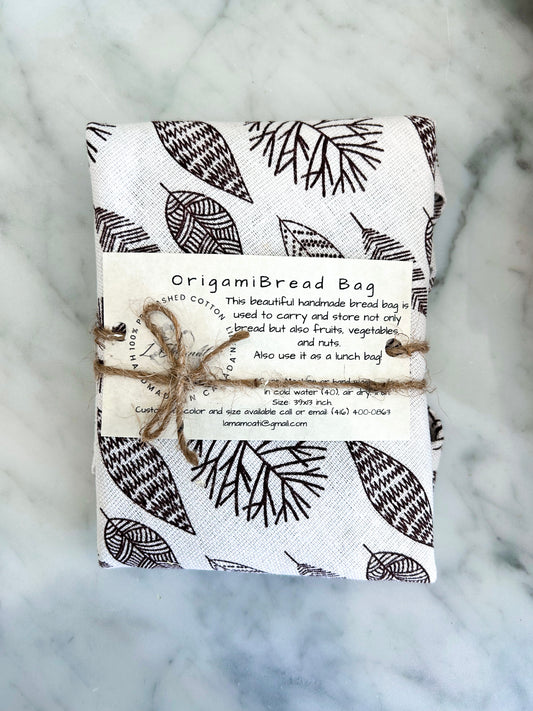 HANDMADE HAND TIE BREAD BAG - LEAF