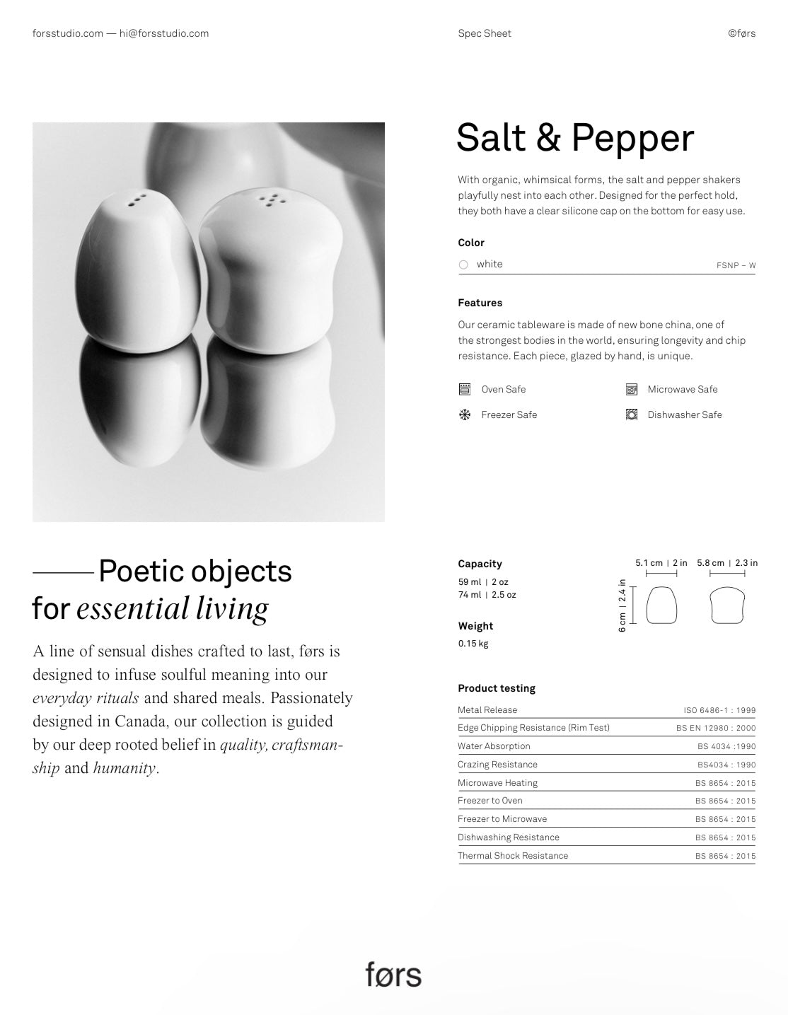 Salt & Pepper Shakers White