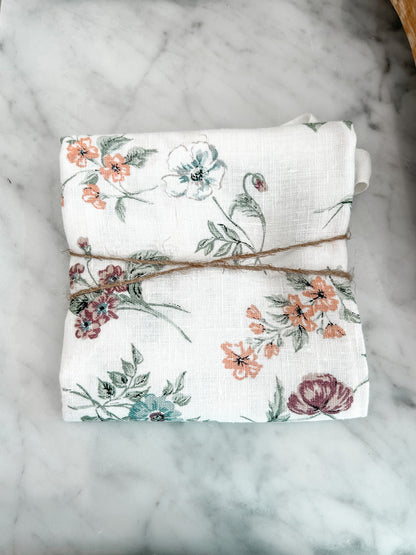 HANDMADE DRAWSTRING BREAD BAG - FLORAL