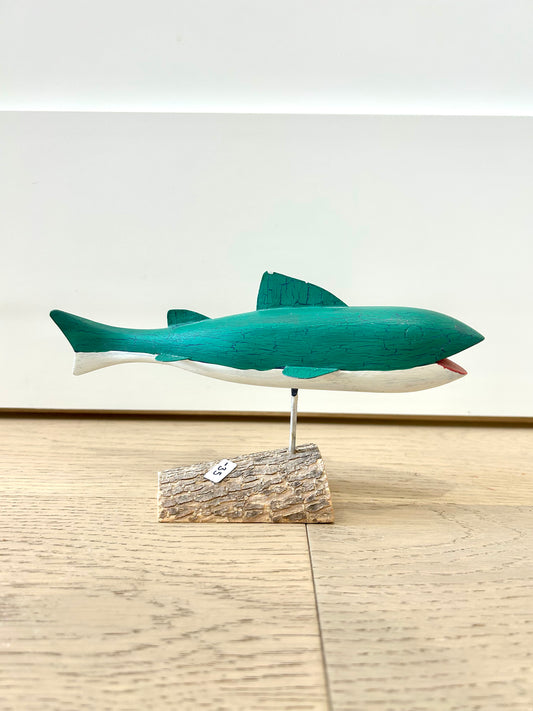 HAND CARVED & HAND PAINTED FOLK ART SHARK #13