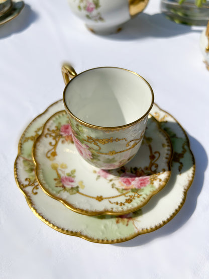 Full Tea Set Limoges France AKCD Hand Painted Porcelain Gold China c. 1900