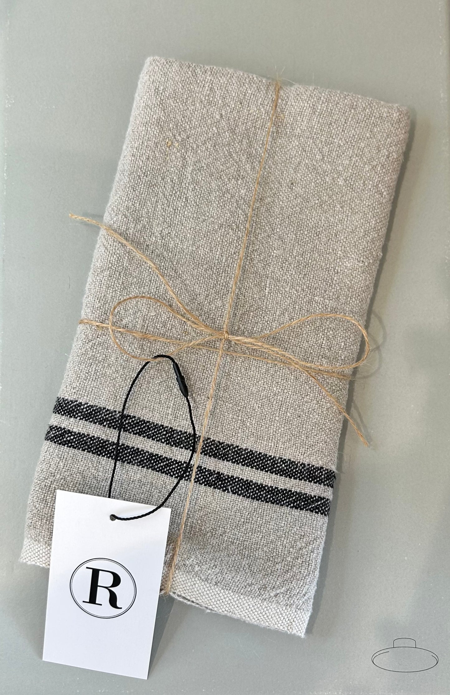CARAVAN VINTAGE LINEN NATURAL/ BLACK TEA TOWELS (SET OF 2)