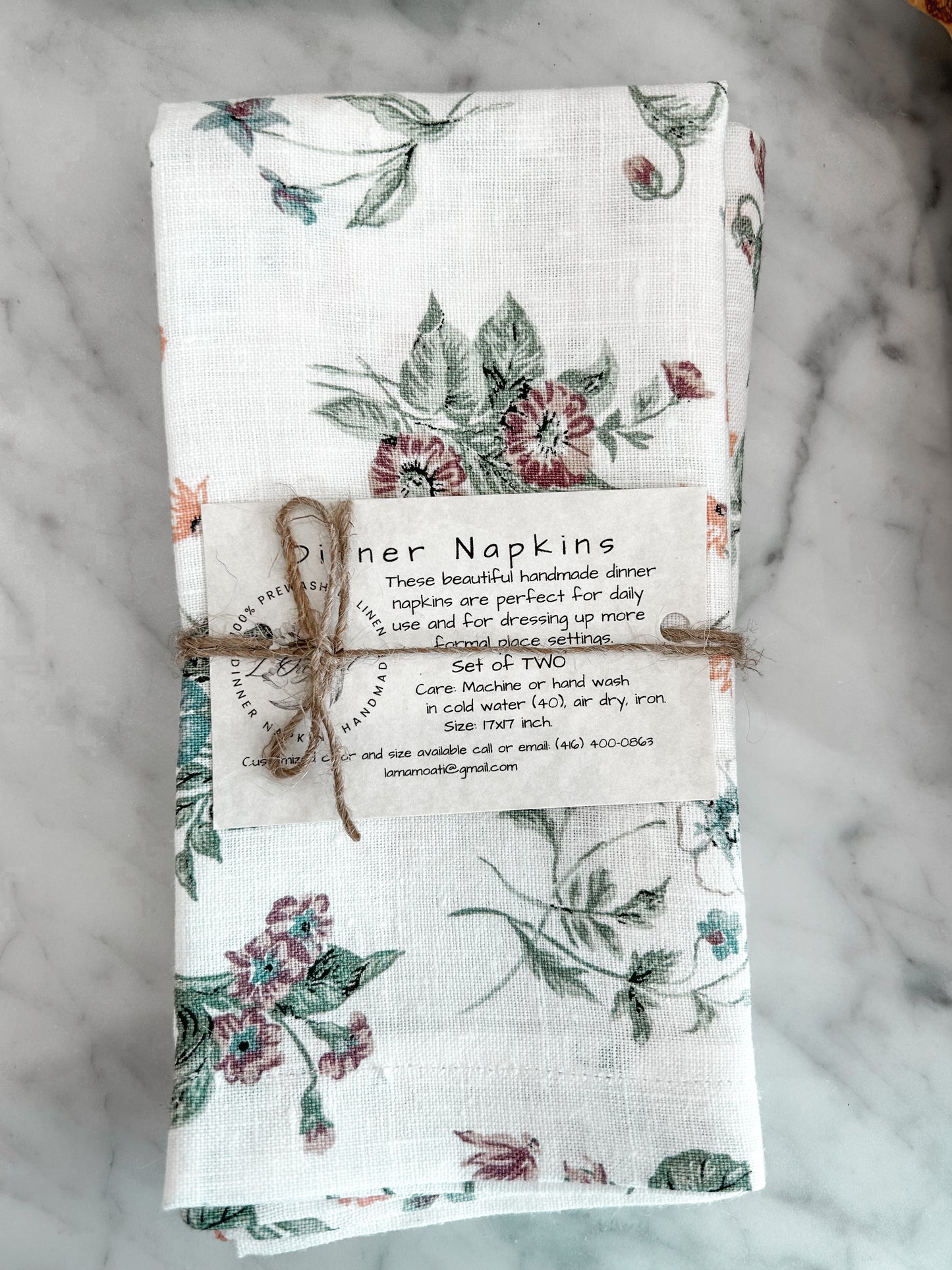 HANDMADE DINNER NAPKINS (SET OF 2) FLORAL
