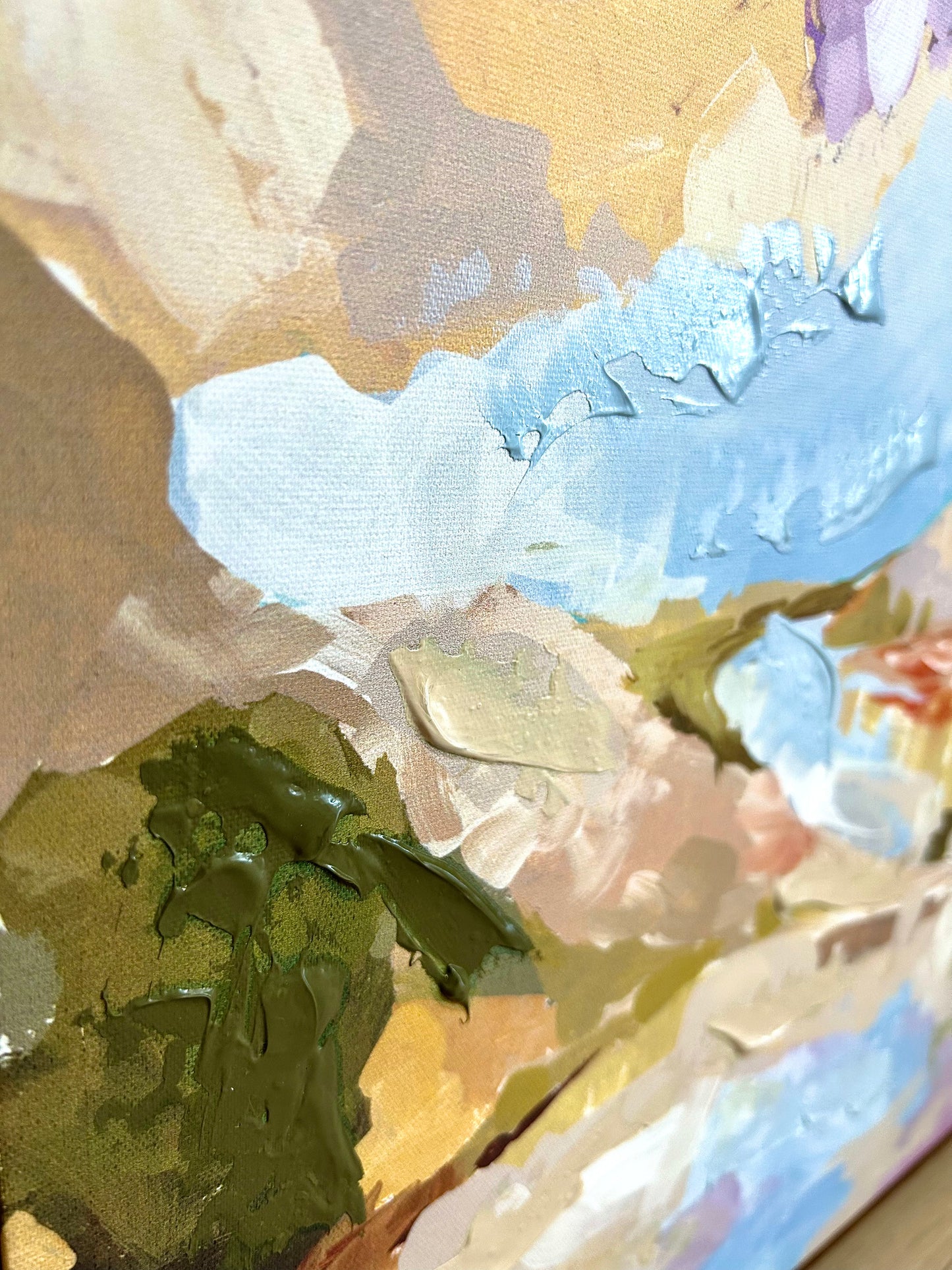ABSTRACT MOUNTAIN REFLECTION FRAMED PAINTING
