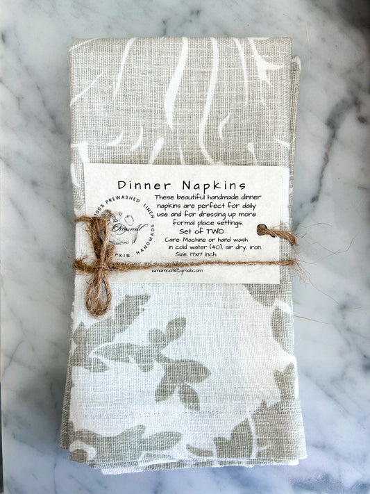 HANDMADE DINNER NAPKINS (SET OF 2) FLAX
