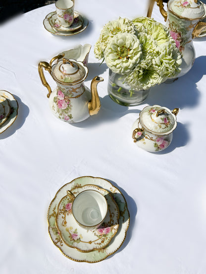 Full Tea Set Limoges France AKCD Hand Painted Porcelain Gold China c. 1900