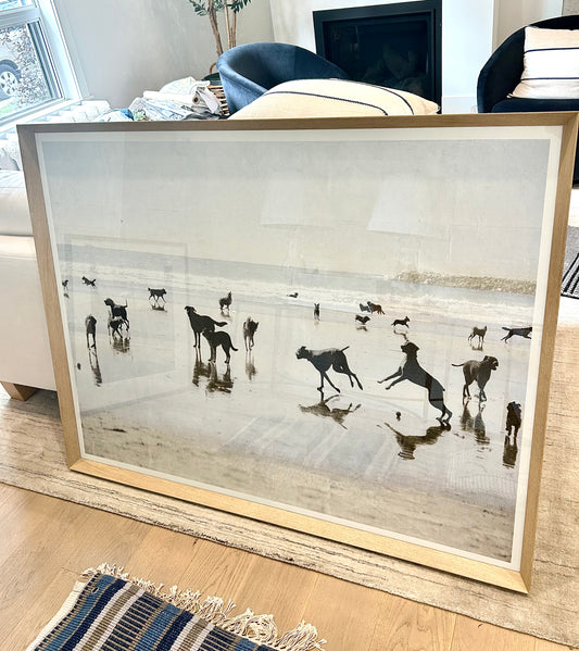 DOG DAYS AT THE BEACH FRAMED PRINT