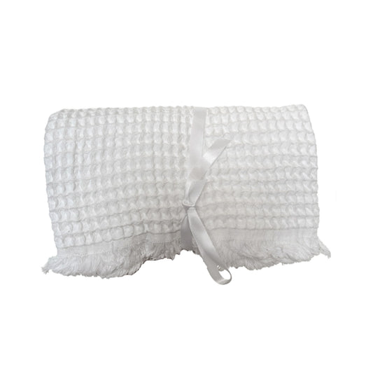 WHITE WAFFLE HAIR TOWEL
