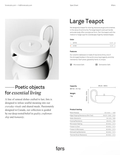Large Tea Pot White